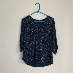 Dark Green Spotted Blouse with 3/4 Sleeves
